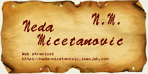 Neda Mičetanović vizit kartica